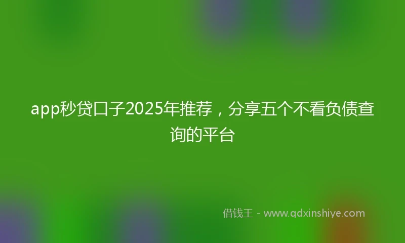 app秒贷口子2025年推荐，分享五个不看负债查询的平台