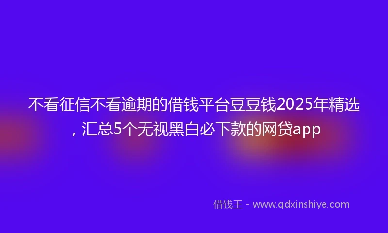 不看征信不看逾期的借钱平台豆豆钱2025年精选，汇总5个无视黑白必下款的网贷app