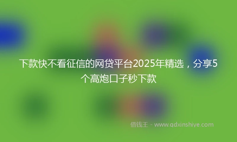 下款快不看征信的网贷平台2025年精选，分享5个高炮口子秒下款
