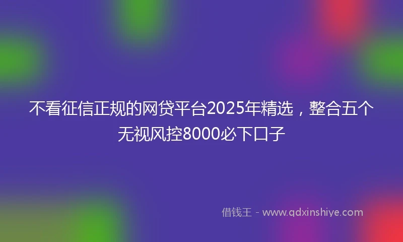不看征信正规的网贷平台2025年精选，整合五个无视风控8000必下口子