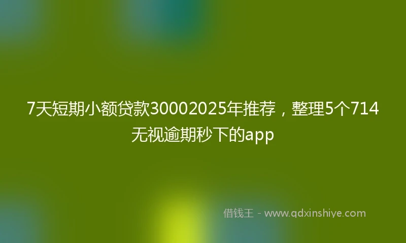 7天短期小额贷款30002025年推荐，整理5个714无视逾期秒下的app