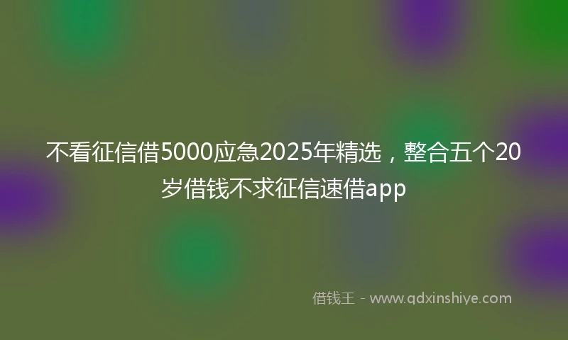 不看征信借5000应急2025年精选，整合五个20岁借钱不求征信速借app