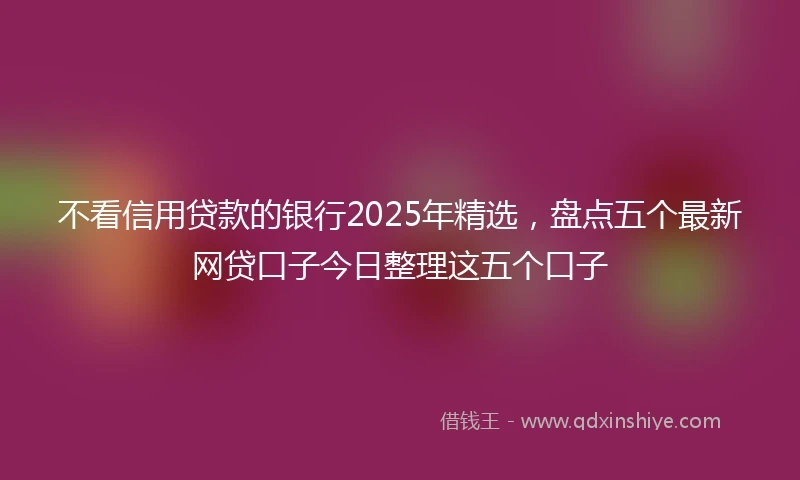不看信用贷款的银行2025年精选，盘点五个最新网贷口子今日整理这五个口子