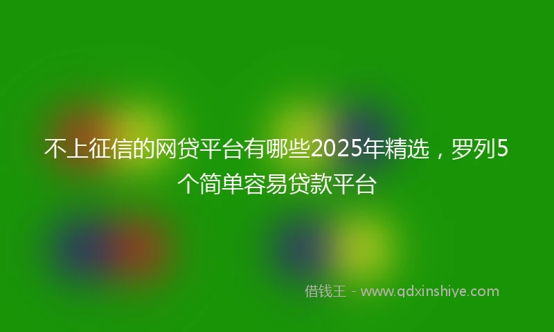不上征信的网贷平台有哪些2025年精选，罗列5个简单容易贷款平台
