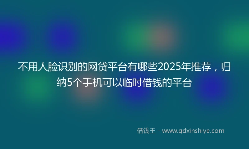 不用人脸识别的网贷平台有哪些2025年推荐，归纳5个手机可以临时借钱的平台