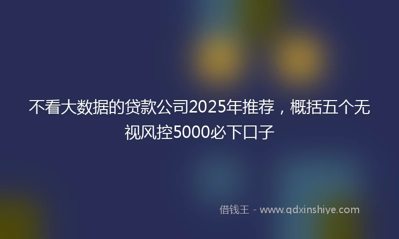 不看大数据的贷款公司2025年推荐，概括五个无视风控5000必下口子