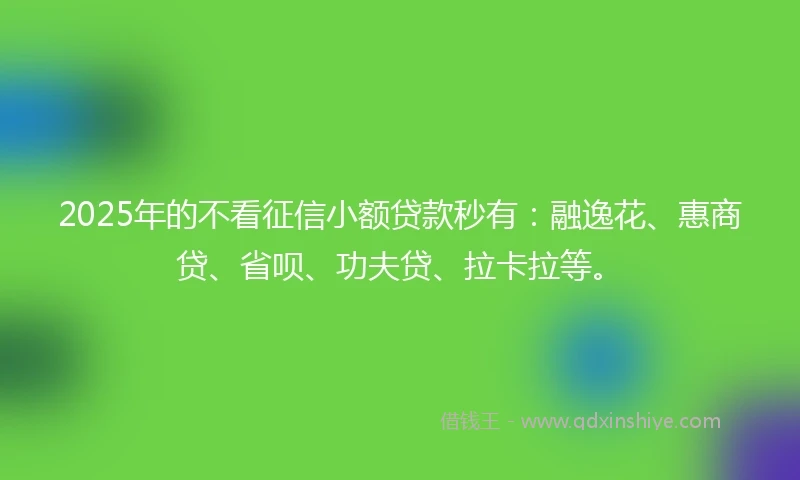 2025年的不看征信小额贷款秒有：融逸花、惠商贷、省呗、功夫贷、拉卡拉等。