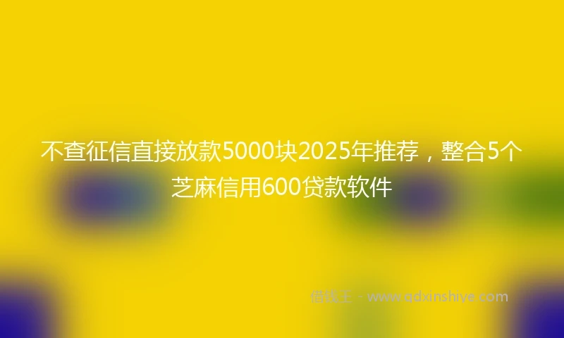 不查征信直接放款5000块2025年推荐，整合5个芝麻信用600贷款软件