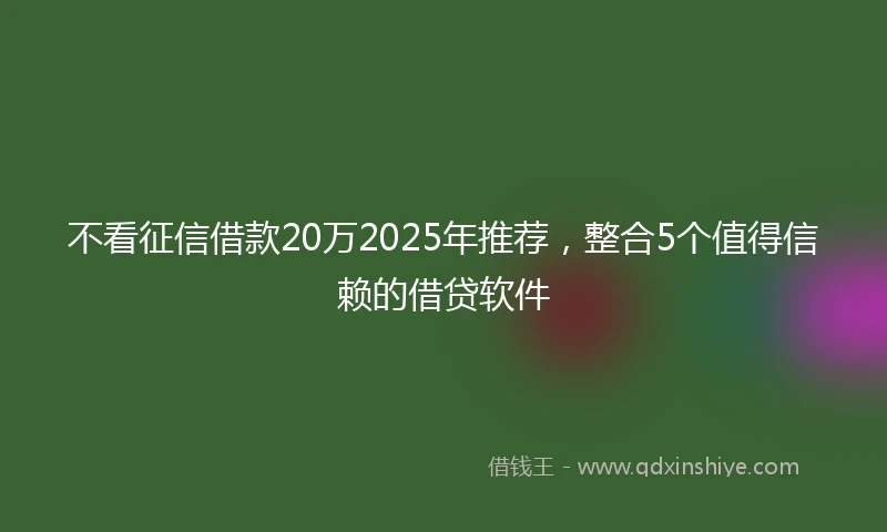 不看征信借款20万2025年推荐，整合5个值得信赖的借贷软件