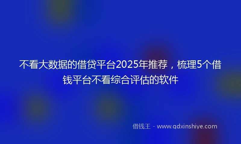 不看大数据的借贷平台2025年推荐，梳理5个借钱平台不看综合评估的软件