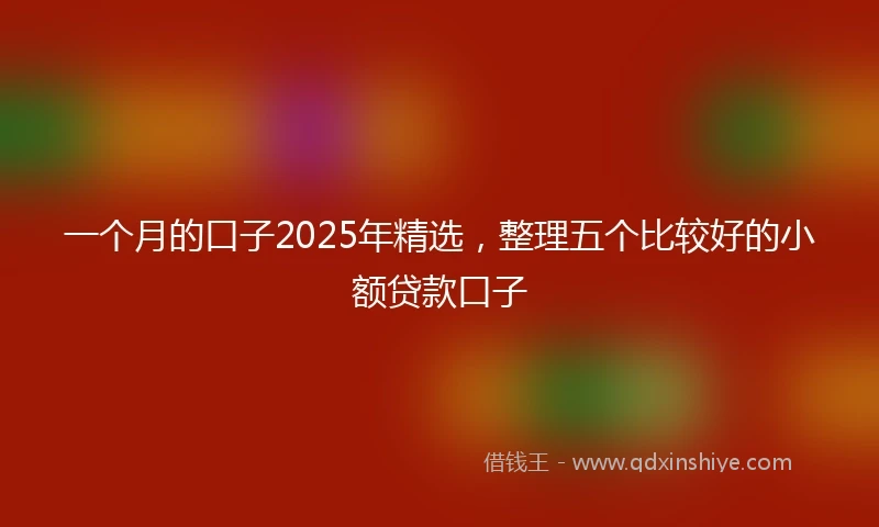 一个月的口子2025年精选，整理五个比较好的小额贷款口子