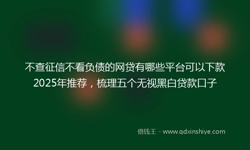 不查征信不看负债的网贷有哪些平台可以下款2025年推荐，梳理五个无视黑白贷款口子
