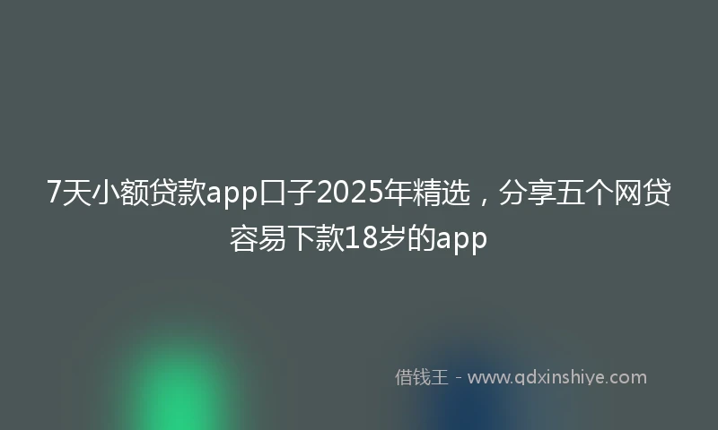 7天小额贷款app口子2025年精选，分享五个网贷容易下款18岁的app