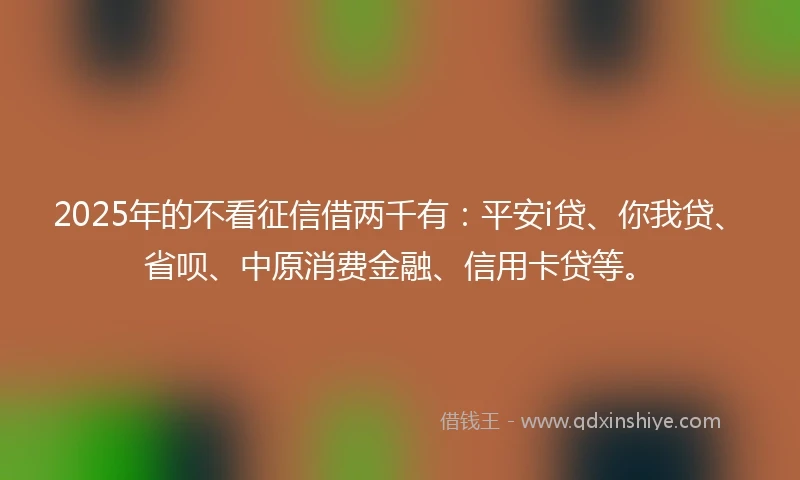 2025年的不看征信借两千有：平安i贷、你我贷、省呗、中原消费金融、信用卡贷等。
