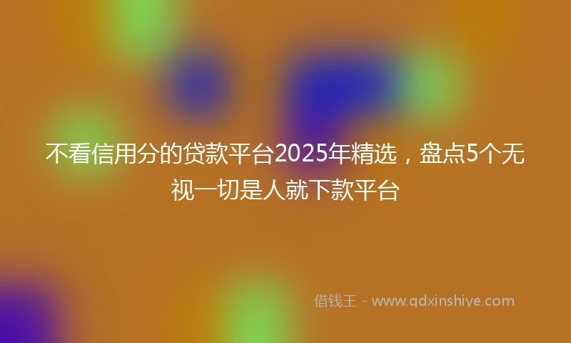 不看信用分的贷款平台2025年精选，盘点5个无视一切是人就下款平台