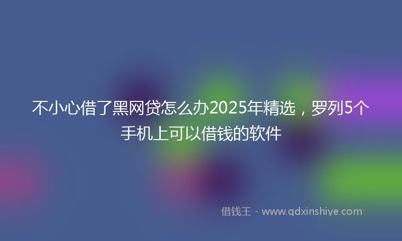 不小心借了黑网贷怎么办2025年精选，罗列5个手机上可以借钱的软件