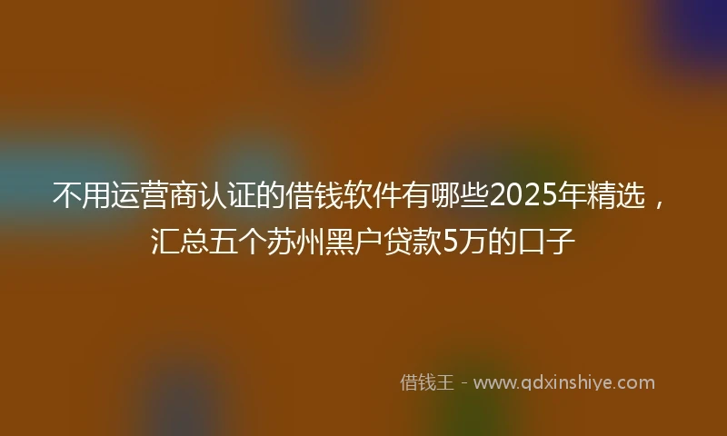 不用运营商认证的借钱软件有哪些2025年精选，汇总五个苏州黑户贷款5万的口子