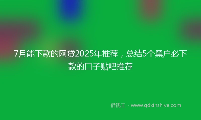 7月能下款的网贷2025年推荐，总结5个黑户必下款的口子贴吧推荐