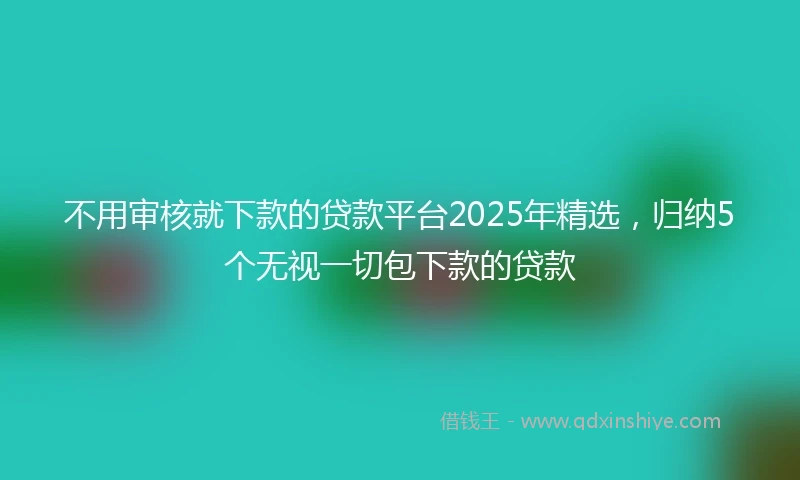 不用审核就下款的贷款平台2025年精选，归纳5个无视一切包下款的贷款