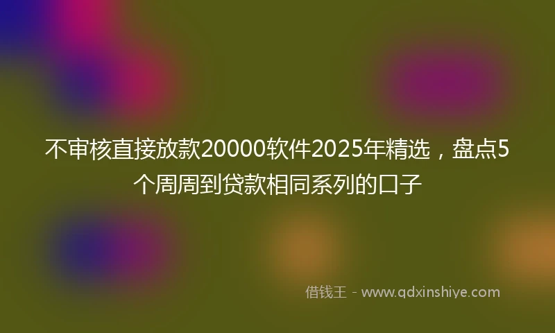 不审核直接放款20000软件2025年精选，盘点5个周周到贷款相同系列的口子