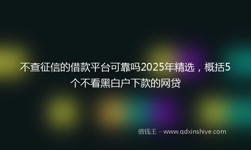 不查征信的借款平台可靠吗2025年精选，概括5个不看黑白户下款的网贷
