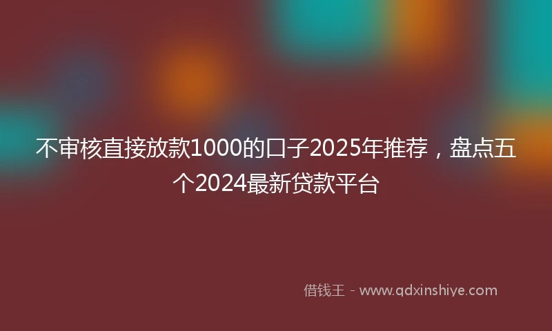 不审核直接放款1000的口子2025年推荐，盘点五个2024最新贷款平台
