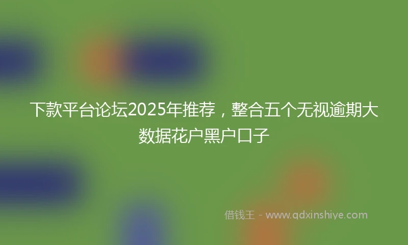 下款平台论坛2025年推荐，整合五个无视逾期大数据花户黑户口子