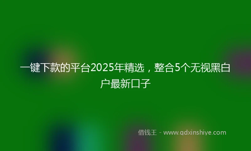 一键下款的平台2025年精选，整合5个无视黑白户最新口子