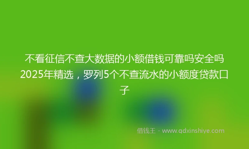 不看征信不查大数据的小额借钱可靠吗安全吗2025年精选，罗列5个不查流水的小额度贷款口子