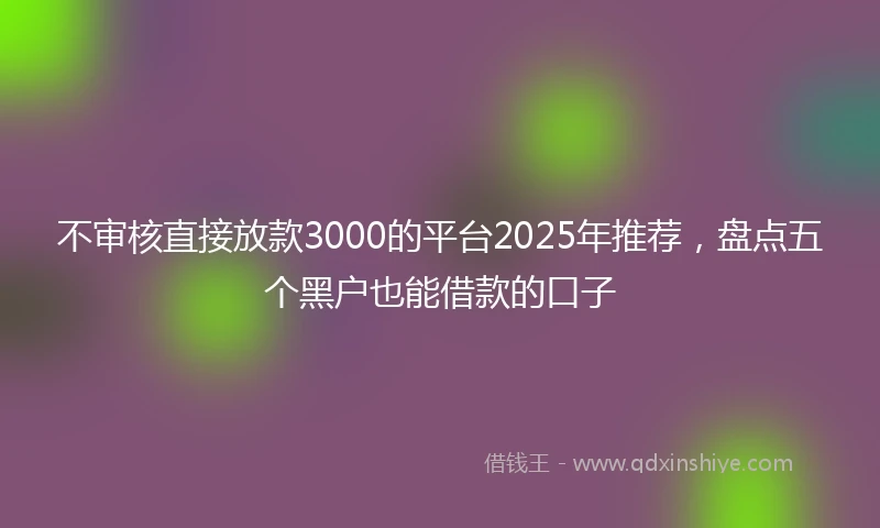不审核直接放款3000的平台2025年推荐，盘点五个黑户也能借款的口子