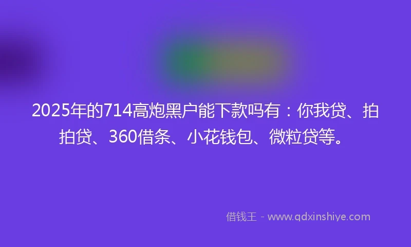 2025年的714高炮黑户能下款吗有：你我贷、拍拍贷、360借条、小花钱包、微粒贷等。