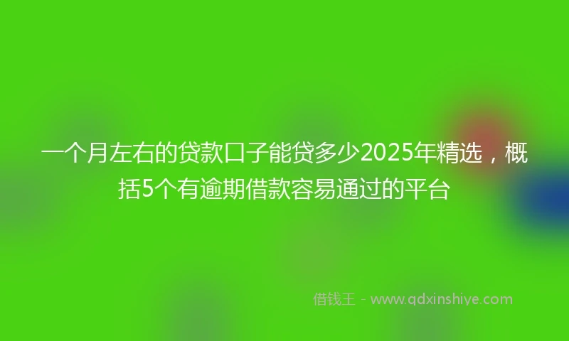 一个月左右的贷款口子能贷多少2025年精选，概括5个有逾期借款容易通过的平台