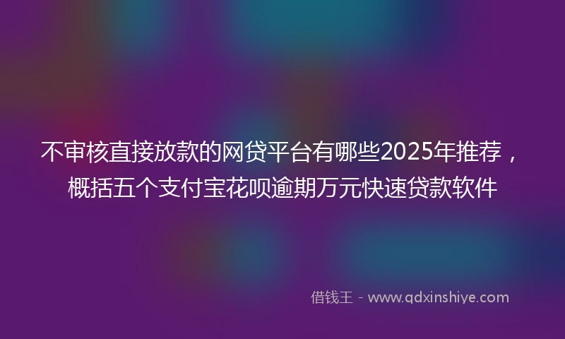不审核直接放款的网贷平台有哪些2025年推荐,概括五个支付宝花呗逾期万元快速贷款软件