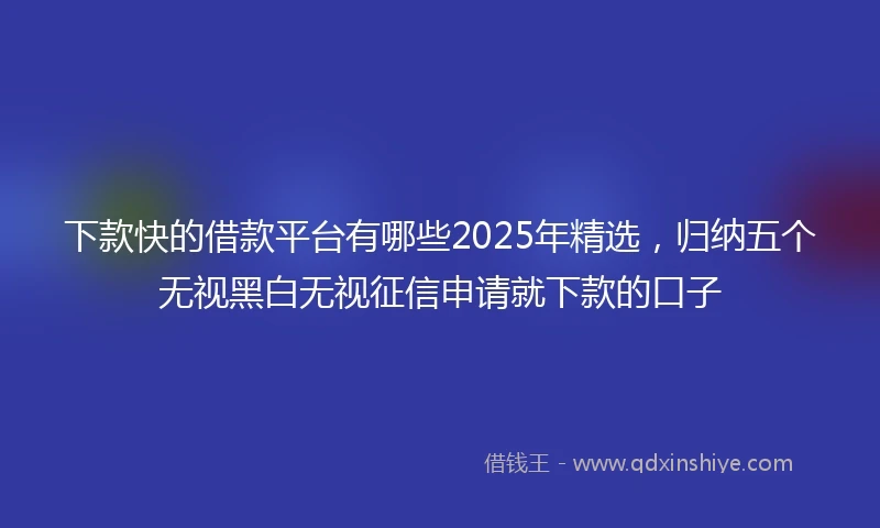 下款快的借款平台有哪些2025年精选，归纳五个无视黑白无视征信申请就下款的口子