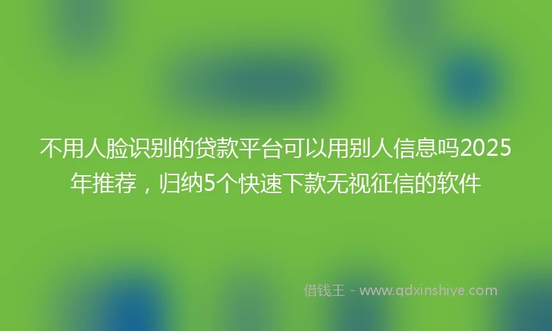不用人脸识别的贷款平台可以用别人信息吗2025年推荐，归纳5个快速下款无视征信的软件