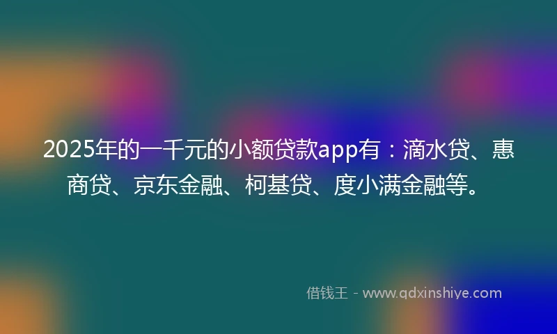 2025年的一千元的小额贷款app有：滴水贷、惠商贷、京东金融、柯基贷、度小满金融等。