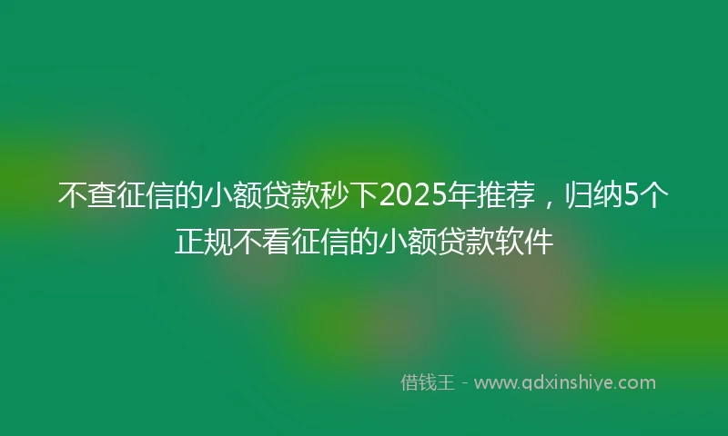 不查征信的小额贷款秒下2025年推荐，归纳5个正规不看征信的小额贷款软件