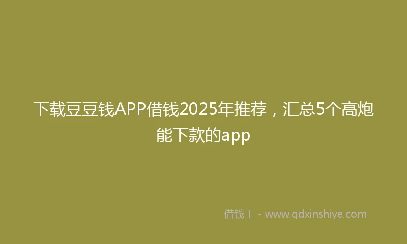 下载豆豆钱APP借钱2025年推荐，汇总5个高炮能下款的app