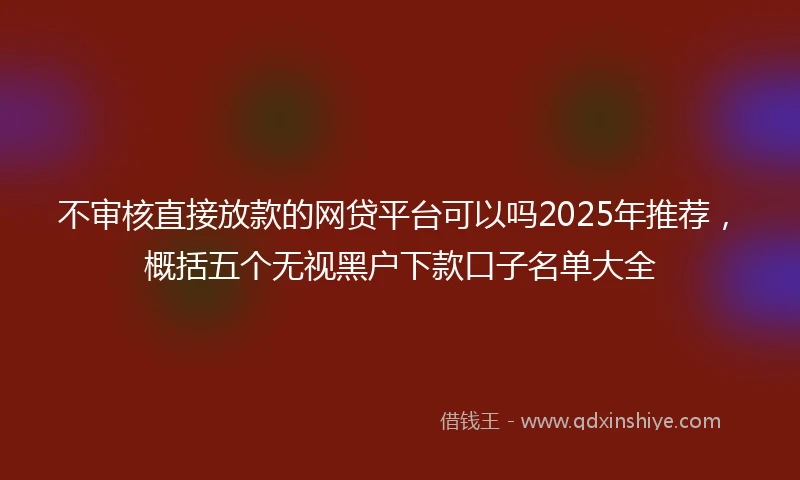 不审核直接放款的网贷平台可以吗2025年推荐，概括五个无视黑户下款口子名单大全