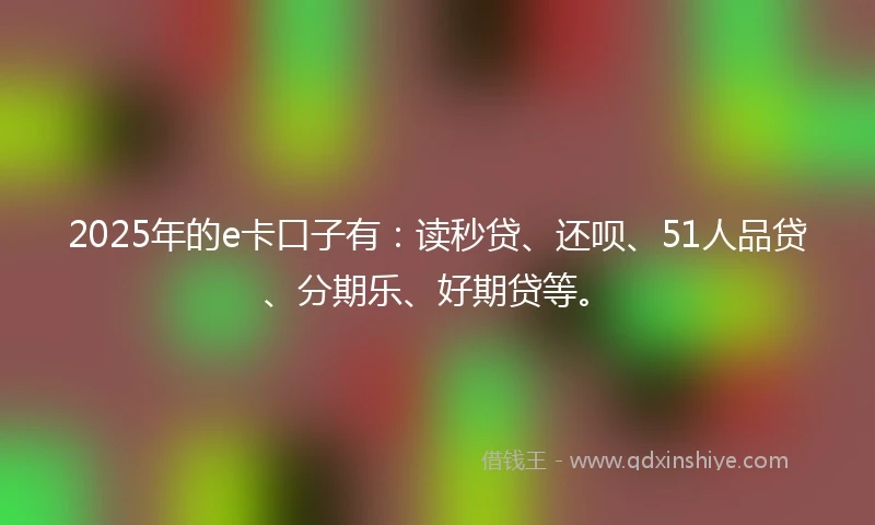 2025年的e卡口子有：读秒贷、还呗、51人品贷、分期乐、好期贷等。