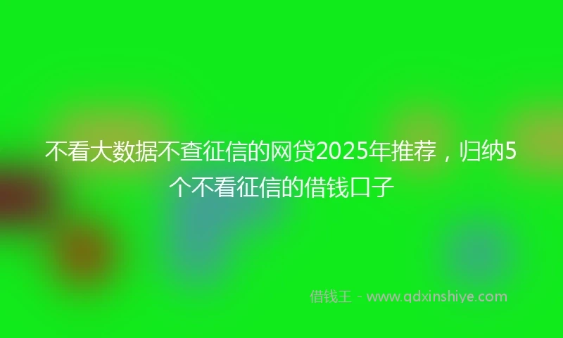 不看大数据不查征信的网贷2025年推荐，归纳5个不看征信的借钱口子