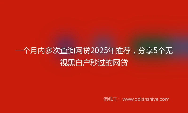 一个月内多次查询网贷2025年推荐，分享5个无视黑白户秒过的网贷