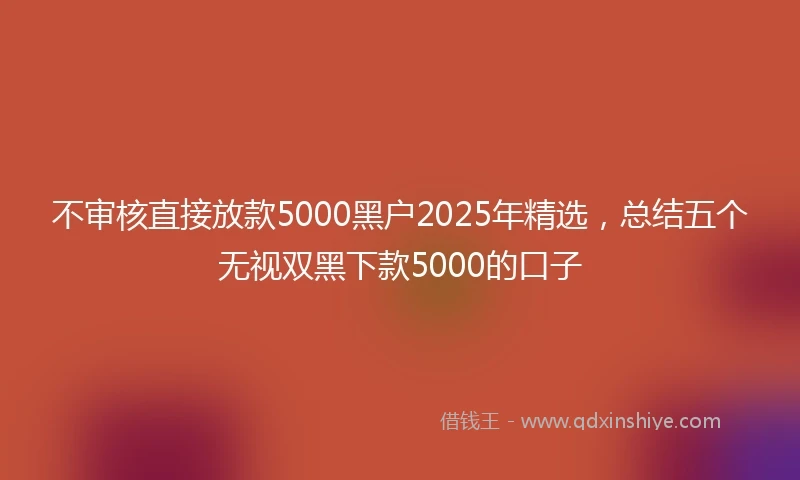 不审核直接放款5000黑户2025年精选,总结五个无视双黑下款5000的口子