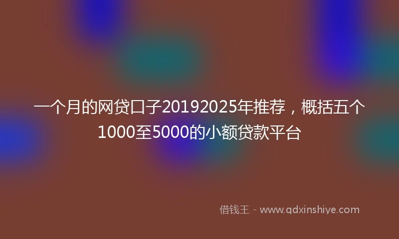 一个月的网贷口子20192025年推荐，概括五个1000至5000的小额贷款平台