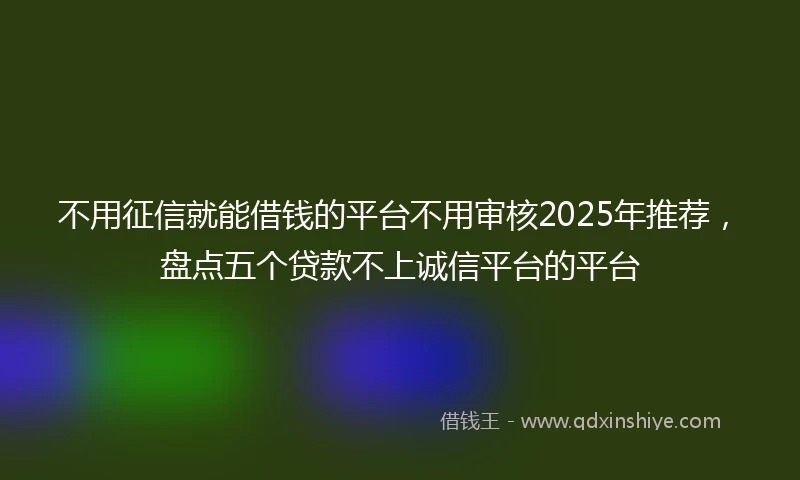 不用征信就能借钱的平台不用审核2025年推荐，盘点五个贷款不上诚信平台的平台