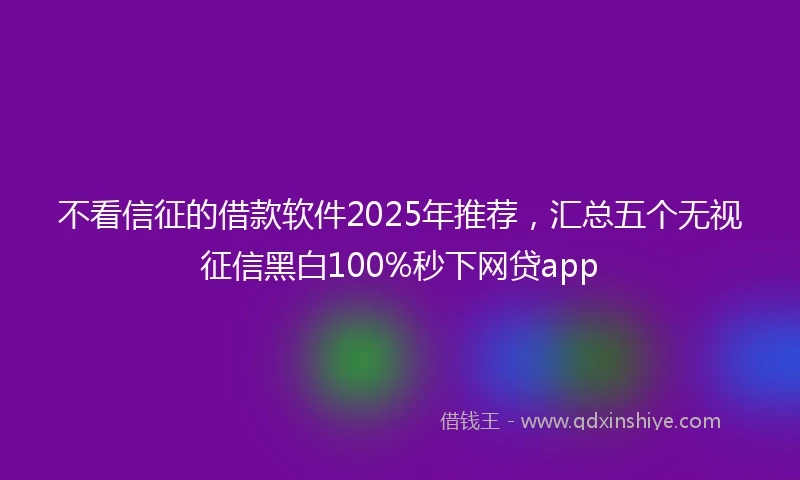不看信征的借款软件2025年推荐，汇总五个无视征信黑白100%秒下网贷app