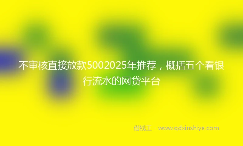不审核直接放款5002025年推荐，概括五个看银行流水的网贷平台