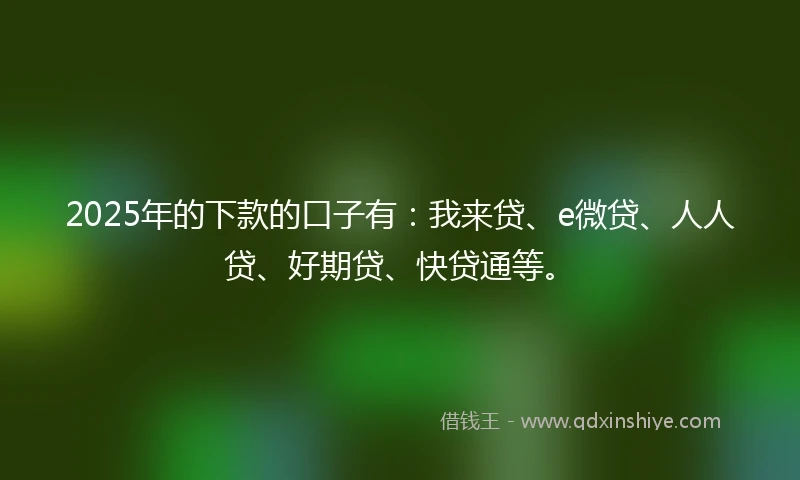 2025年的下款的口子有：我来贷、e微贷、人人贷、好期贷、快贷通等。