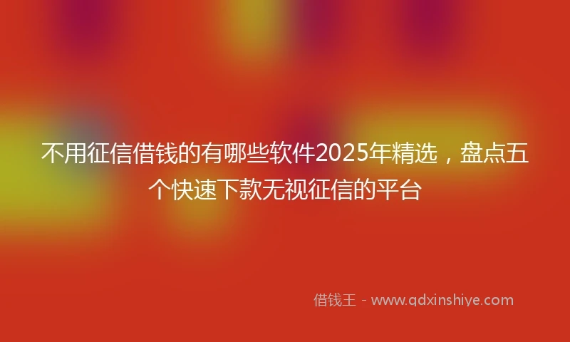 不用征信借钱的有哪些软件2025年精选，盘点五个快速下款无视征信的平台
