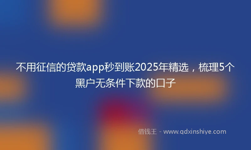 不用征信的贷款app秒到账2025年精选，梳理5个黑户无条件下款的口子